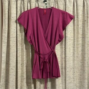 Ruby Ribbon Swing Wrap Top